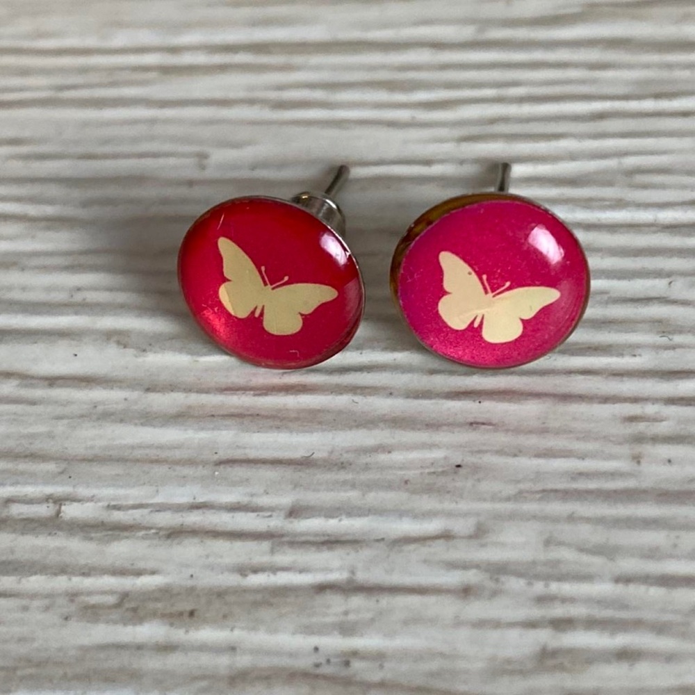 Pink Butterly Post Earrings Y2K